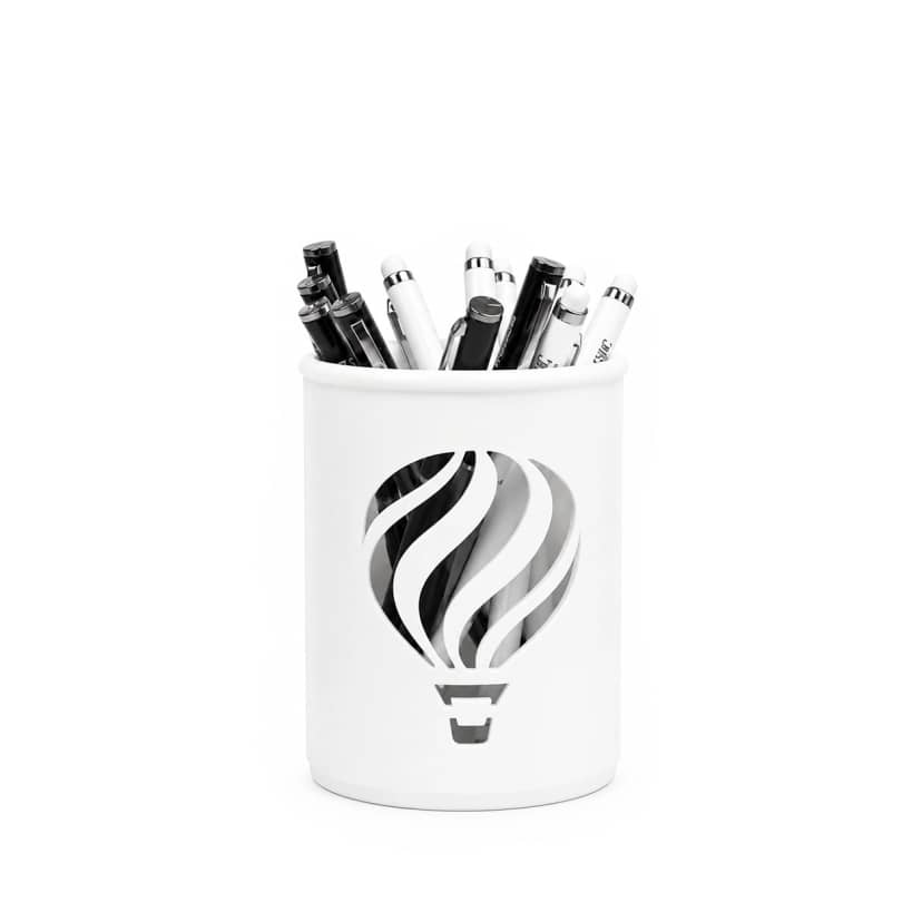Porta Canetas Organizador de Mesa Balão Branco Mini Verso
